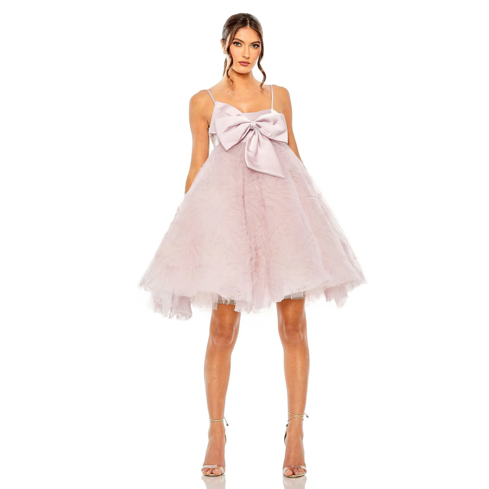 $498 Mac Duggal 20583 Rose Pink Tulle Applique Fit & Flare Dress 4 NEW
